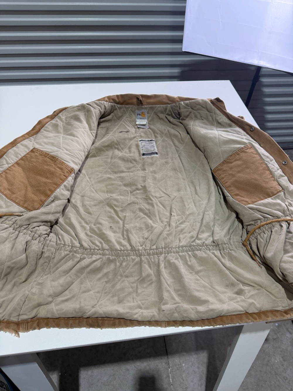 Carhartt x MadMax style Tan/Brown Duck Canvas Work Jacket with Elbow Patch XL - Picture 8 of 13